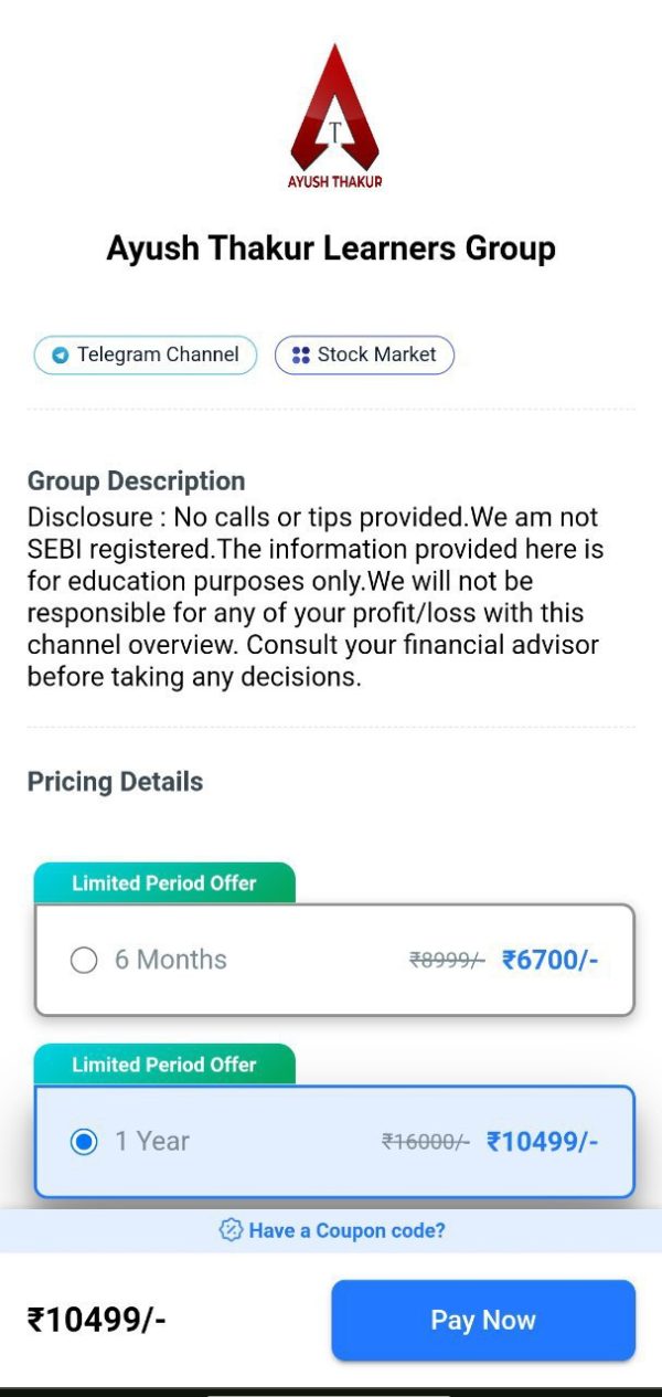 Ayush Thakur Premium Group - Learners Group ( ₹299 Per Month )