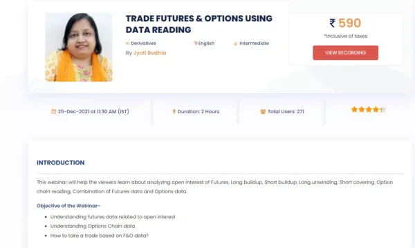 TRADE FUTURES & OPTIONS USING DATA READING – JYOTI BUDIA 2021 Course