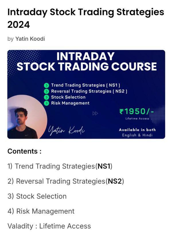 Yatin Koodi Course  Intraday Stock Trading strategies 2024