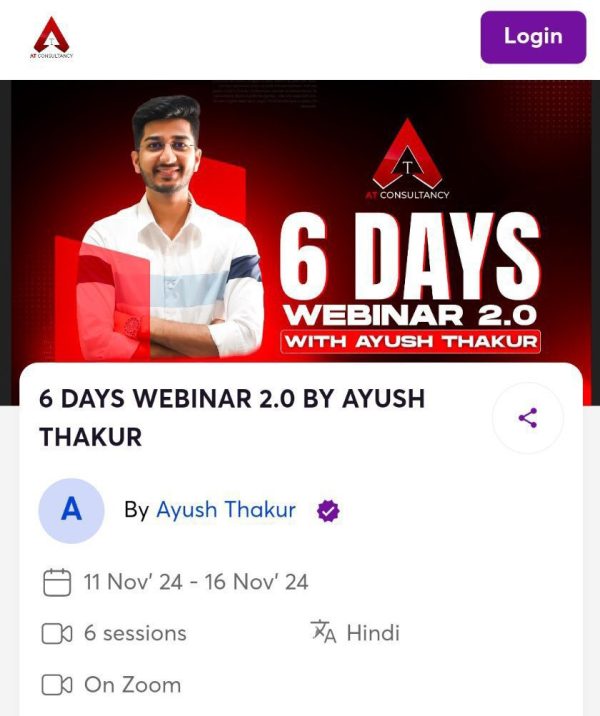 Ayush Thakur 6 days Live Webinar 2.0 November 2024